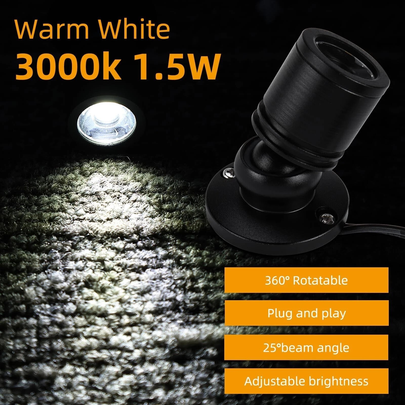 12Pcs Mini LED Spotlight for Display Cabinet Showcase