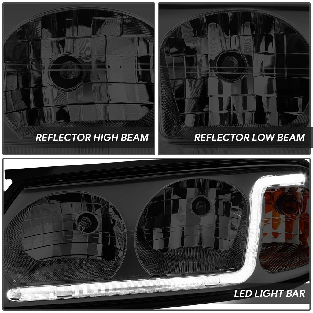 LED DRL for Chevy Impala (2000–2005) Smoked Housing Clear Corner Headlight