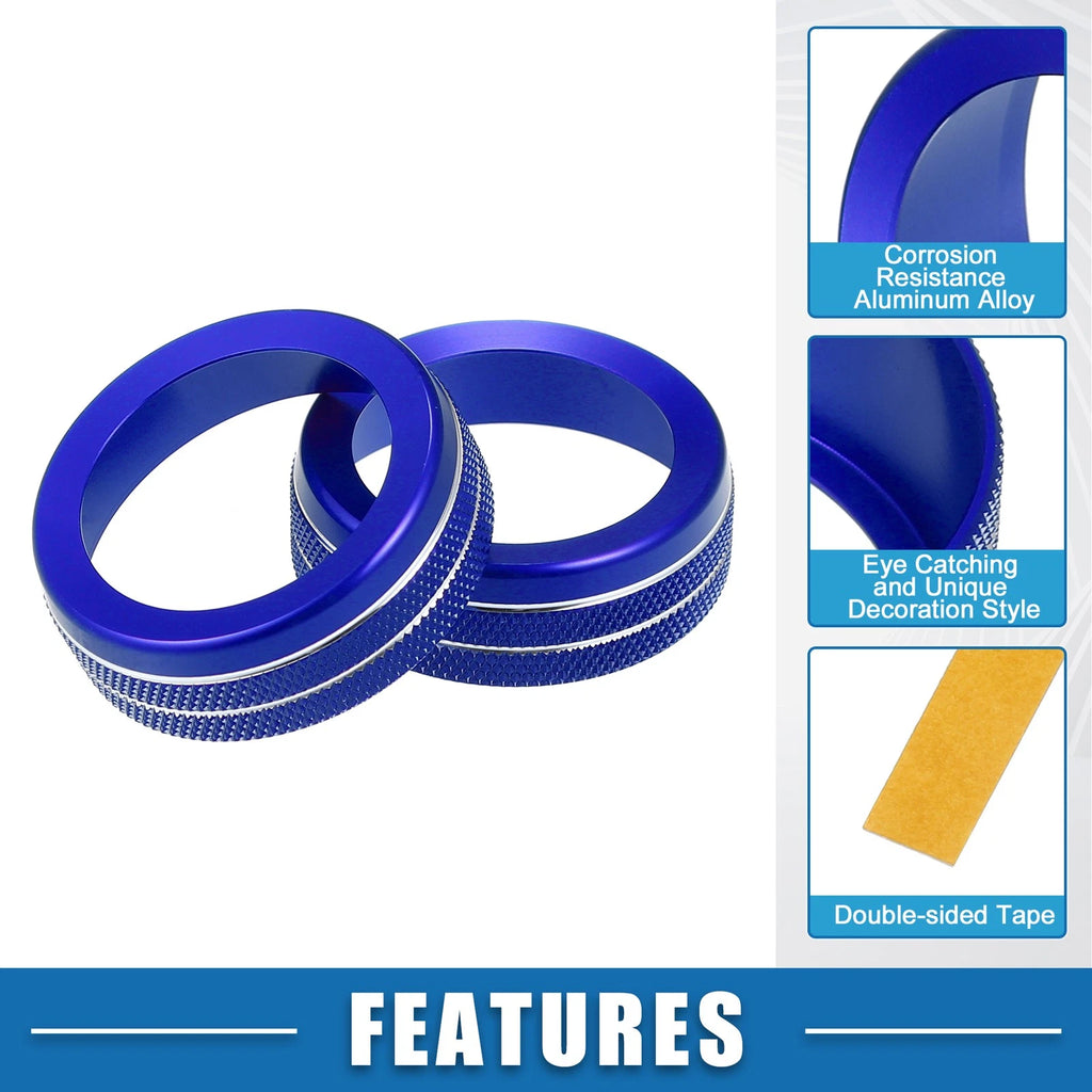 Set of 3 AC Radio Switch Knob Cover Decals for Dodge Durango (2014–2020) Blue