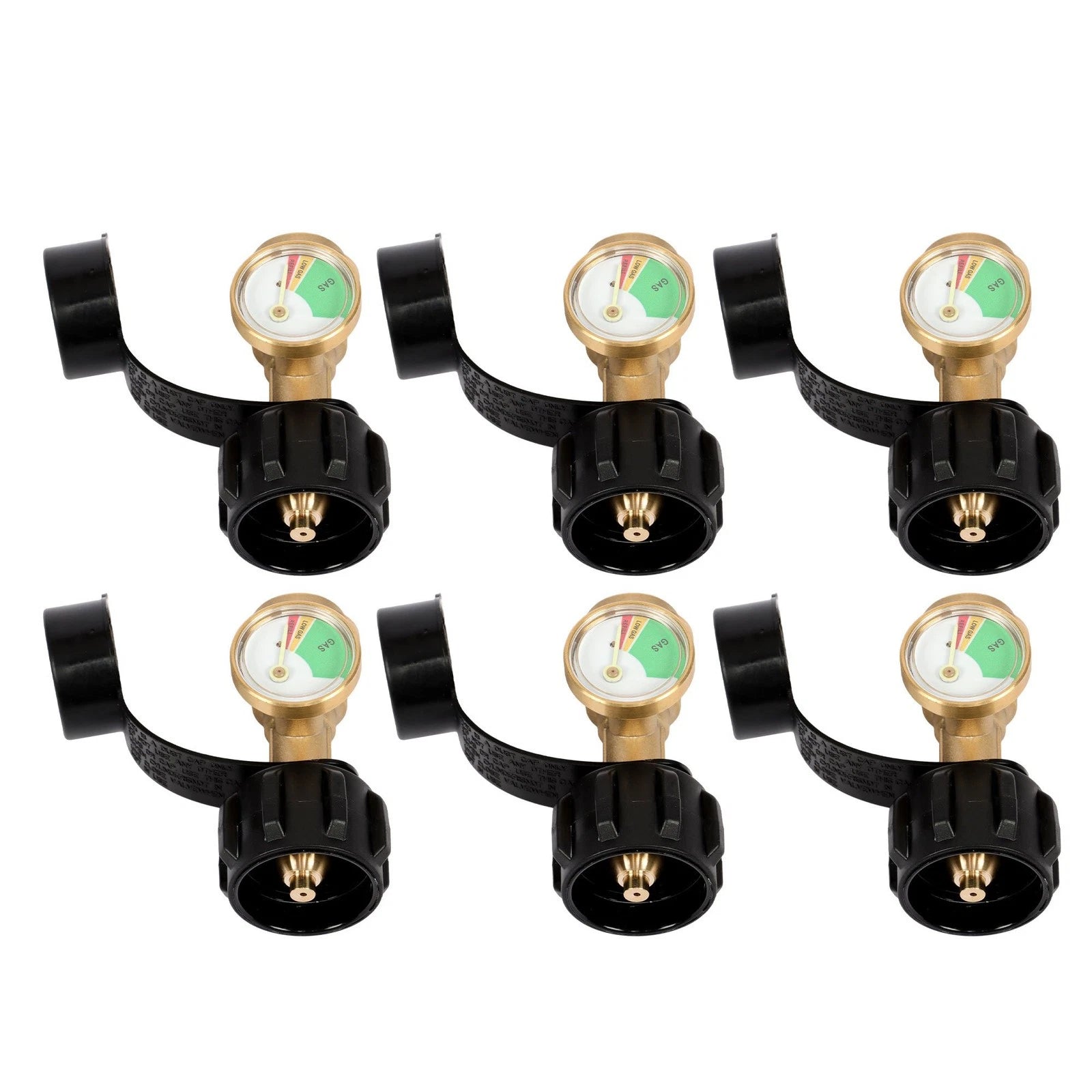 6PCS Gas Tank Copper Adapter for Propane with Pressure Gauge