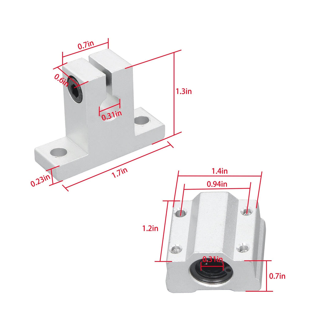 2X 800mm Rails with 4 SCS8UU Bearings for CNC Machines
