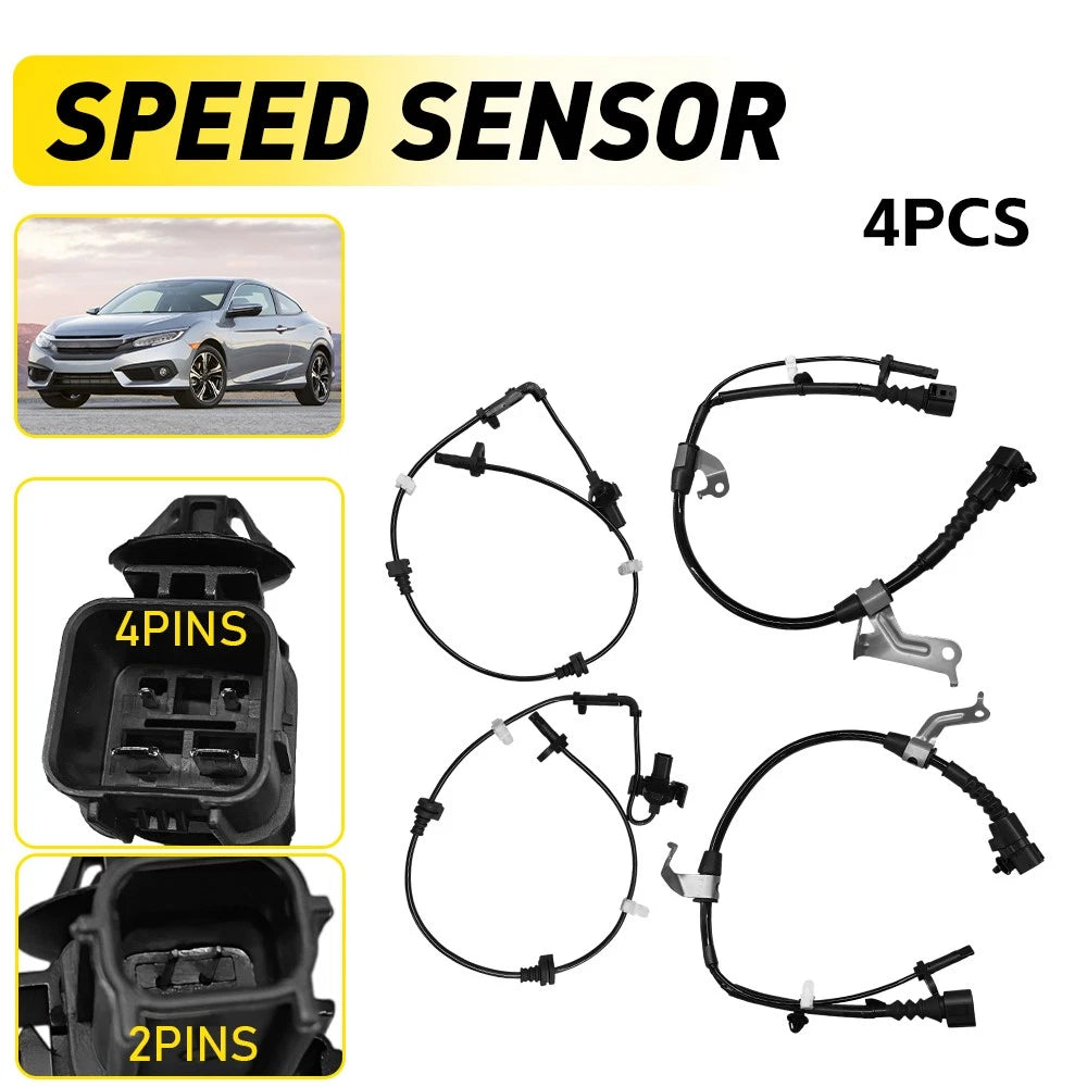 4X ABS Wheel Speed Sensor for Honda Civic (2016–2021), Insight (2019–2021)