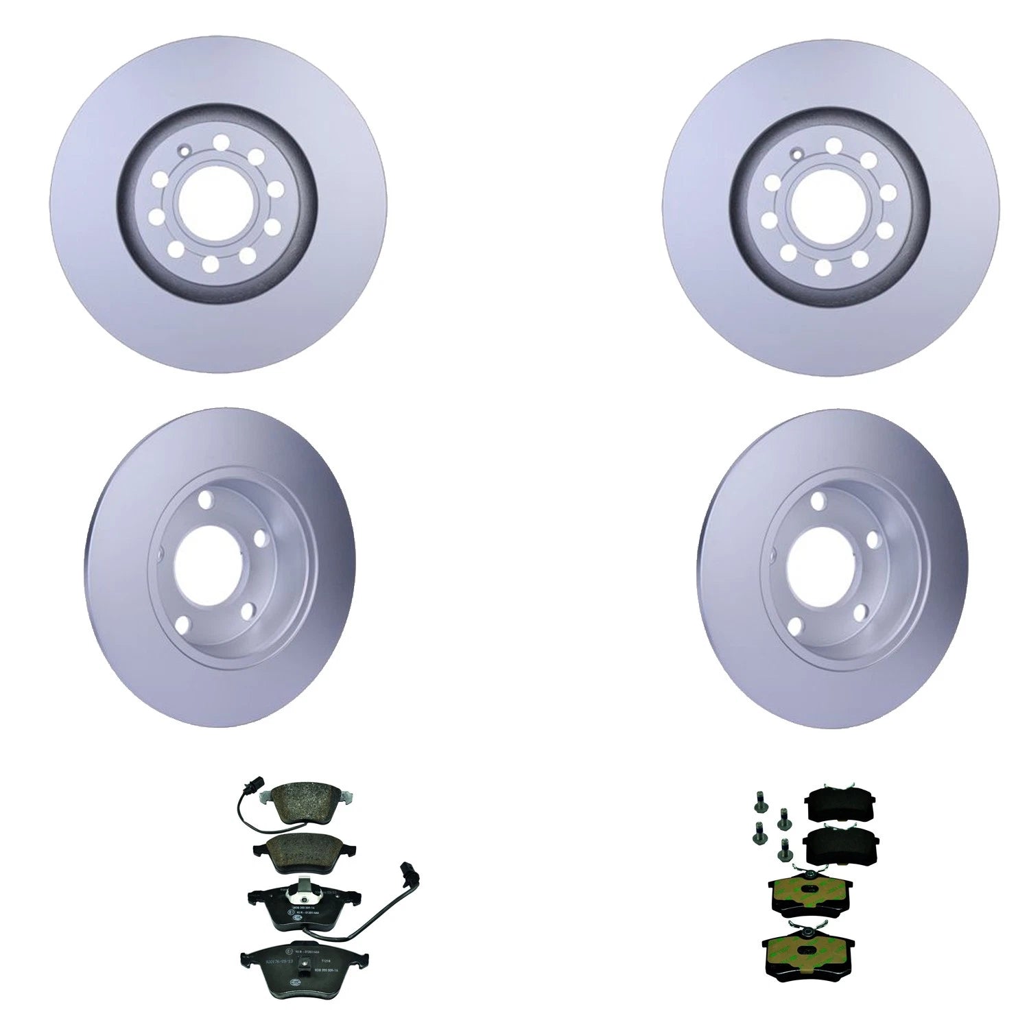 Hella Front Rear Rotors Low-Met Disc Brake Pad Kit for Audi Allroad Quattro (2001–2005)