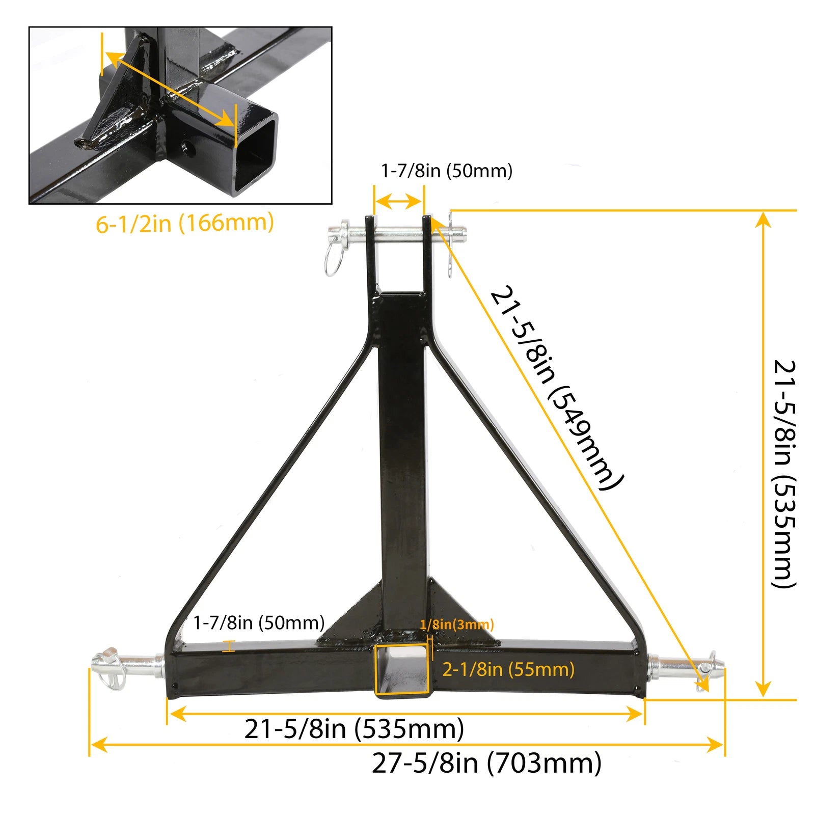 3 Point Trailer Hitch Adapter for CAT 1 Tractor (Fits Various Models)