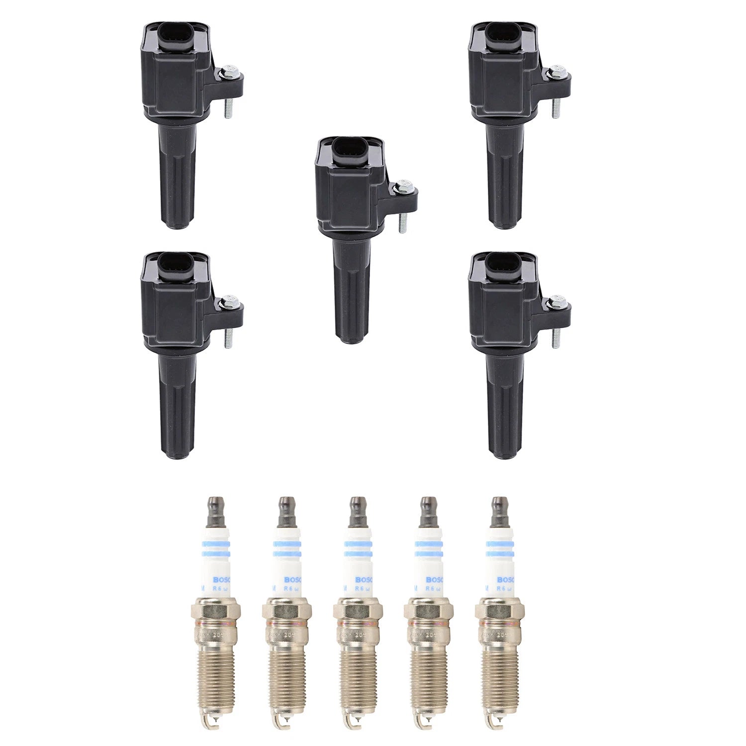 Set of 5 Ignition Coils & Spark Plugs for Hummer H3 H3T (2006–2010)
