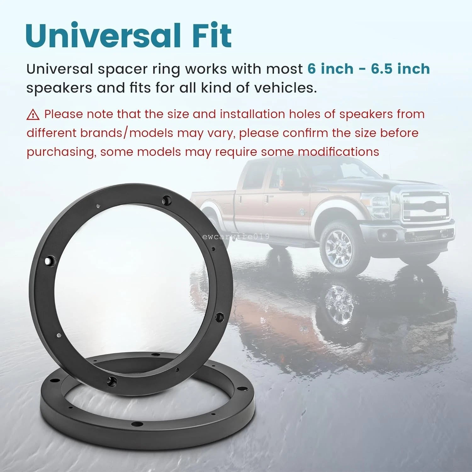 Set of 2 Speaker Spacer Rings for Custom Subwoofer Mounting (6.5")