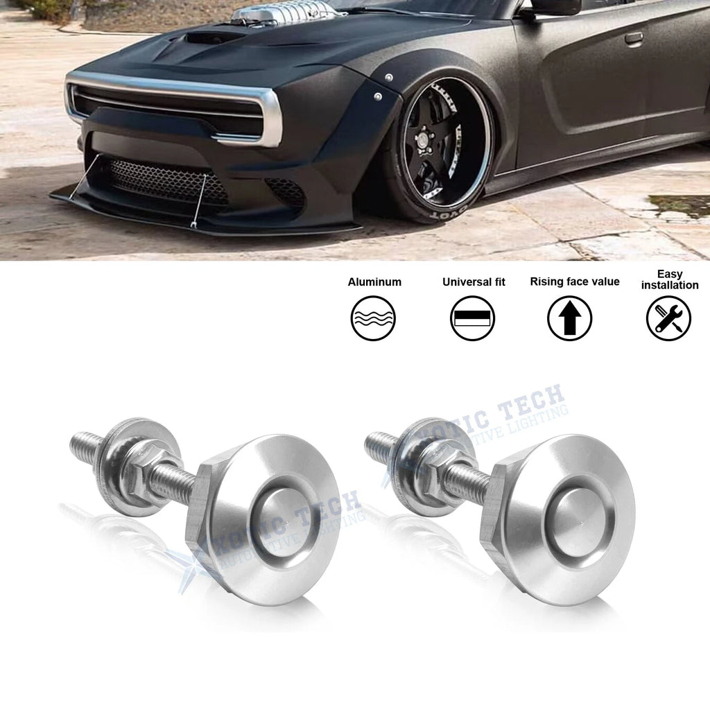 2X Silver Anodized Alloy Hatch Hood Bonnet For Dodge Charger Challenger (2006–2023)