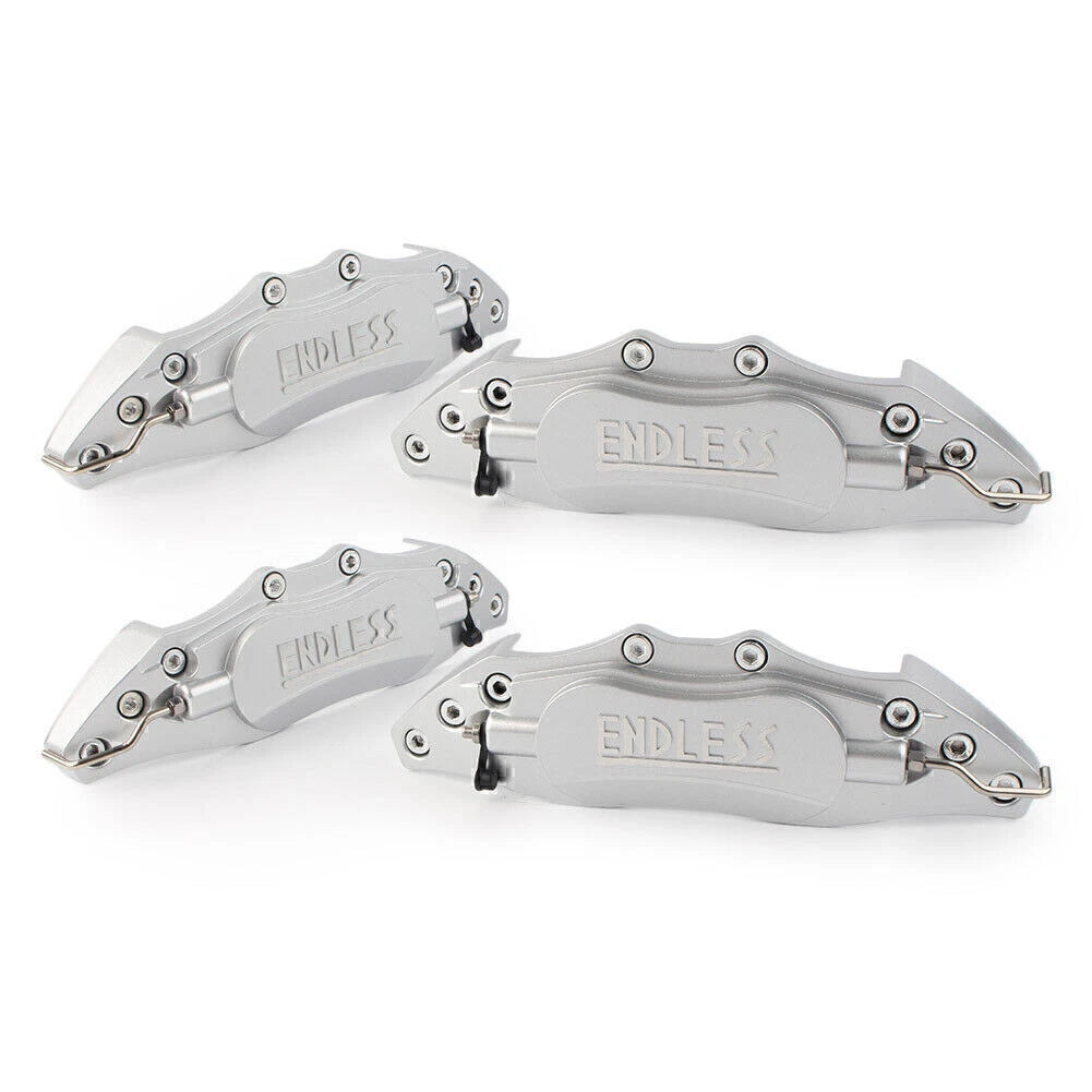 Set of 4 Front Brake Caliper Covers for Universal Fit (10.5") Silver Metal 3D
