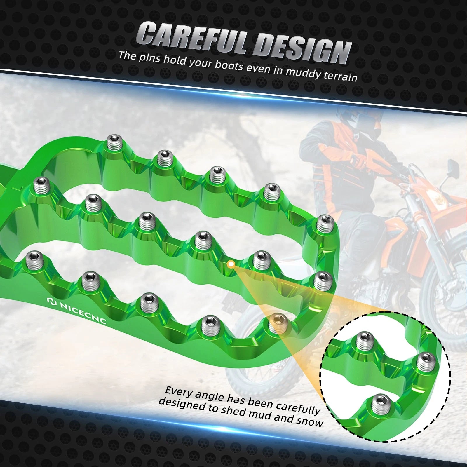 Anodized 360° Enlarged Foot Pegs for Kawasaki KLR650 (1987–2024)