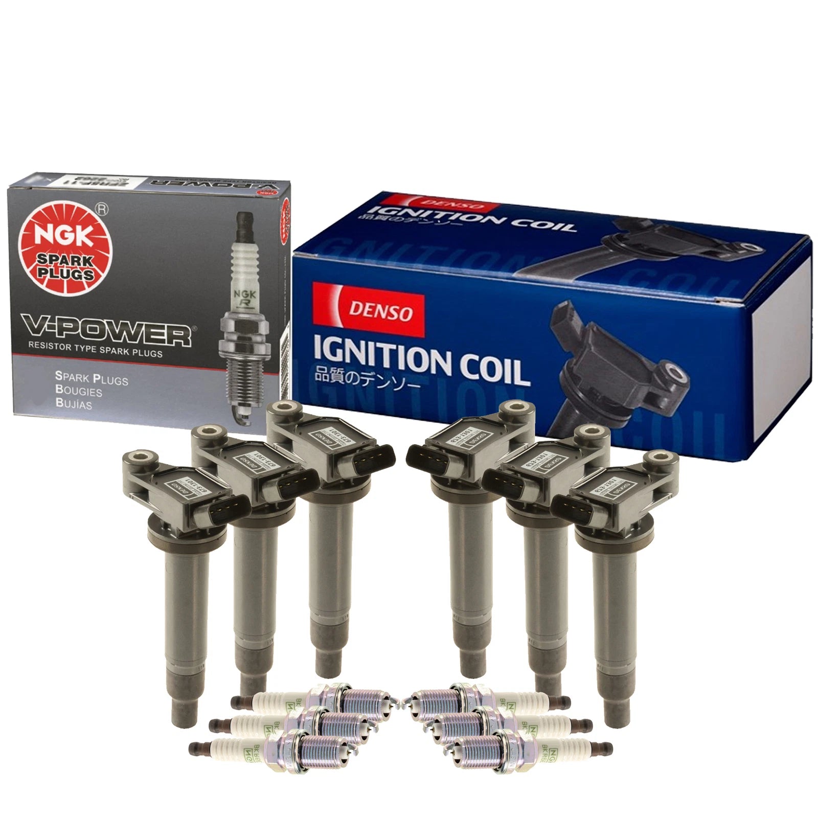 Set of 6 Ignition Coils & Spark Plugs for Lexus Toyota (Denso, NGK)