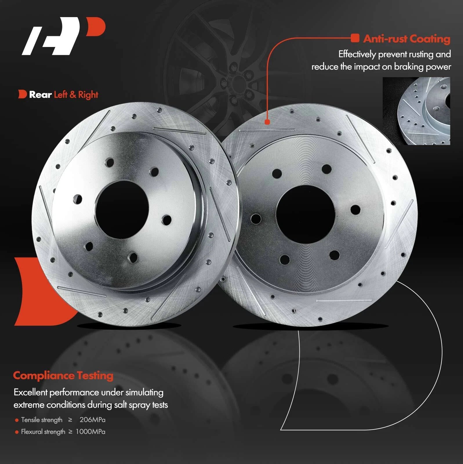 Rear Drilled Brake Rotors for Nissan Titan Armada INFINITI QX56 (2004–2015)