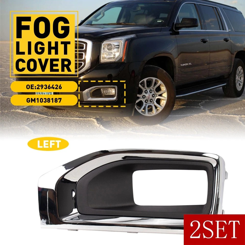 Set of 2 Fog Light Lamp Grill Covers for GMC Yukon Denali SLE SLT (2015–2020)