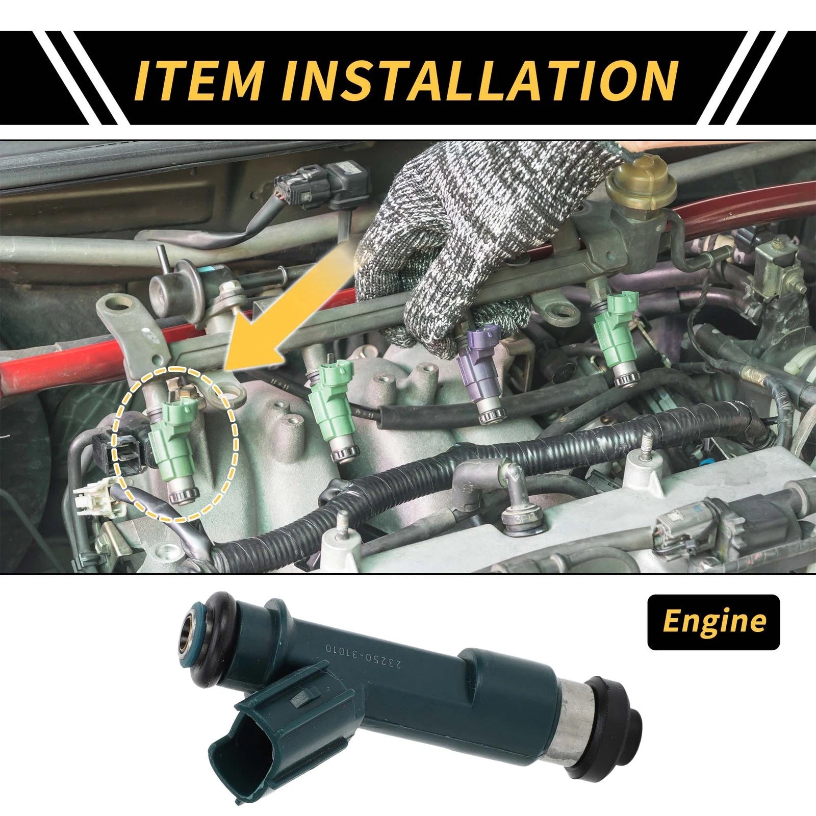 Fuel Injector for Toyota 4Runner (2003–2009) No. 2320939015 12 Holes Green