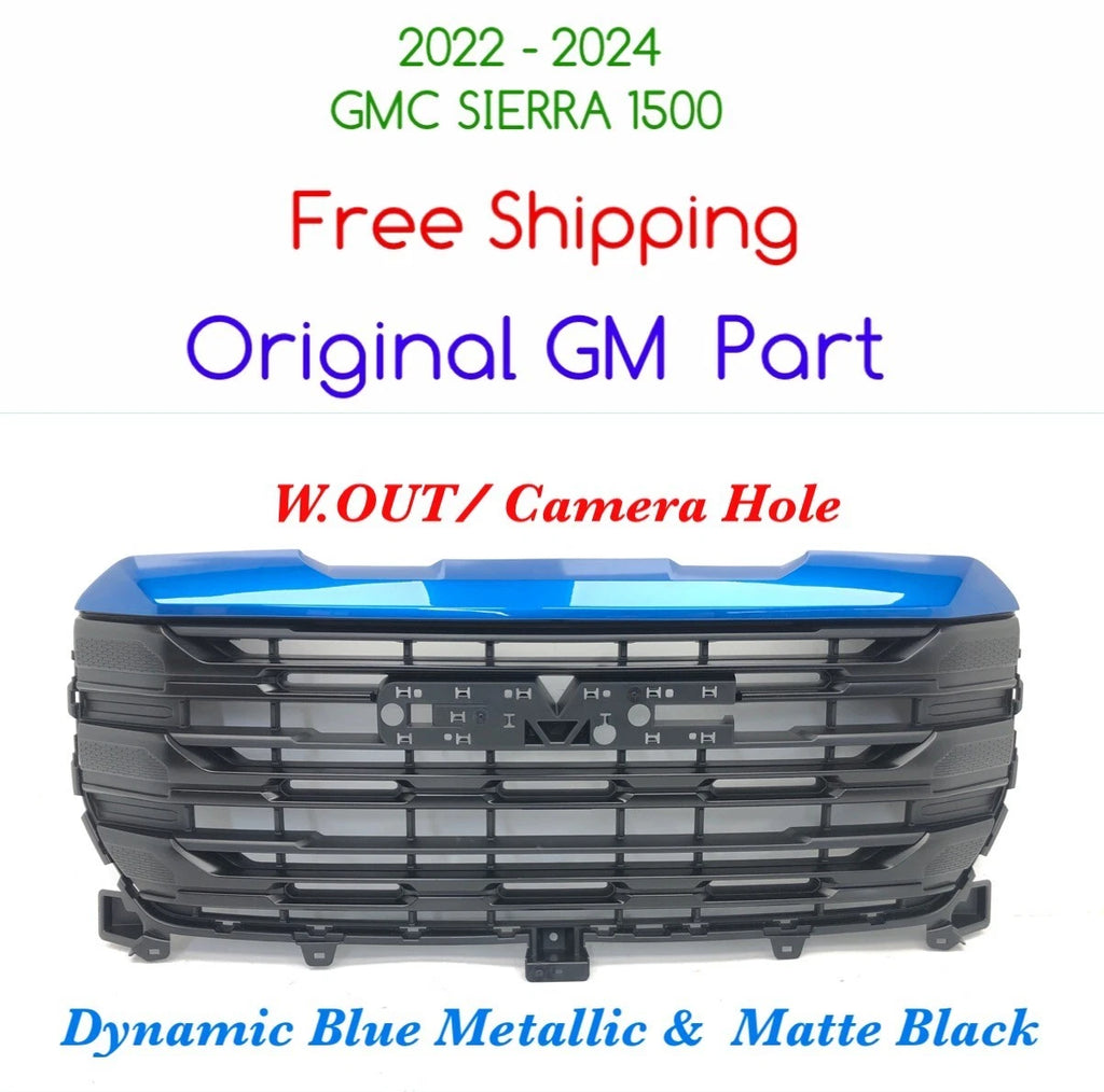 Front Upper Grille for GMC Sierra 1500 (2022–2024) Dynamic Blue MET #44