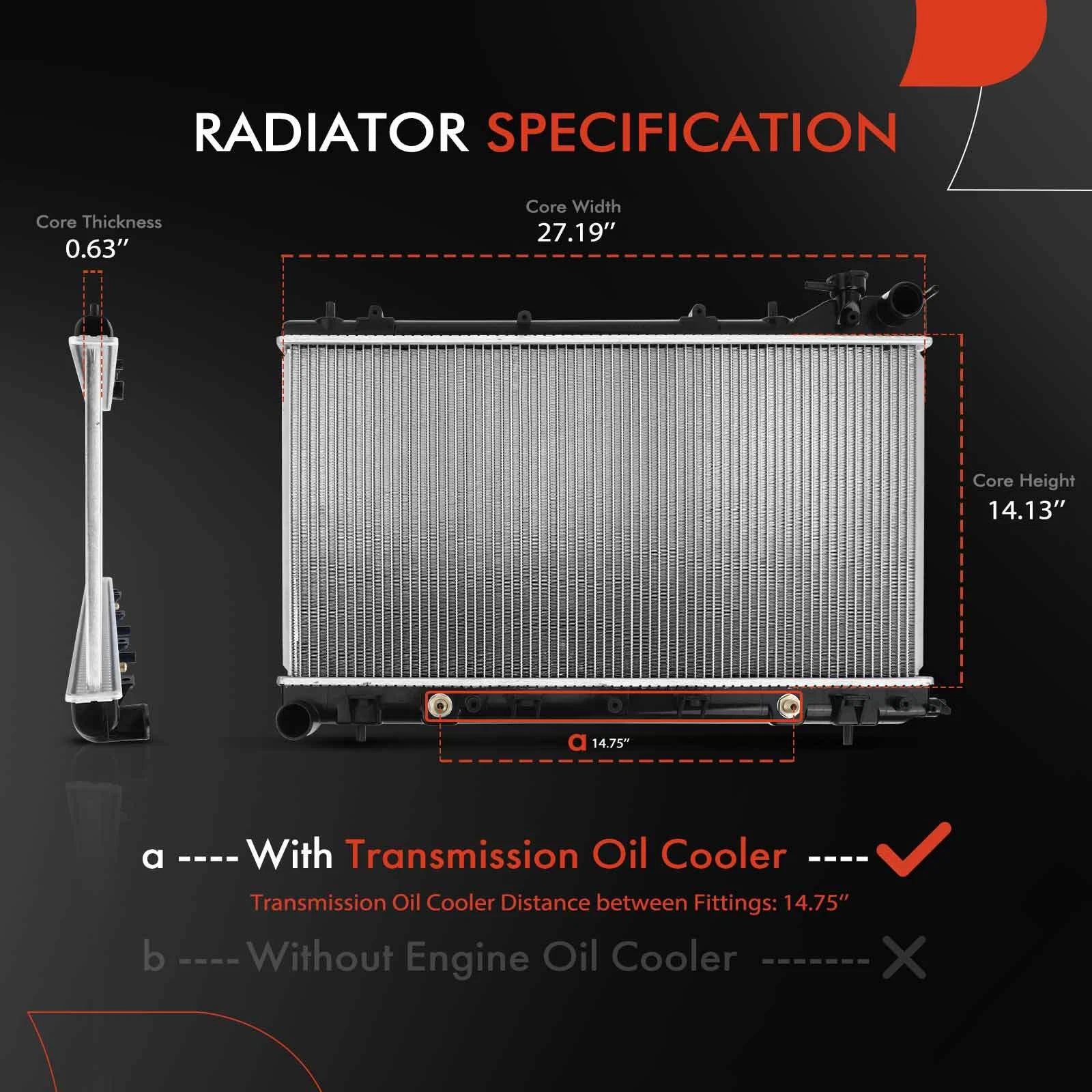 Radiator with Oil Cooler for Subaru Forester (2006–2008) Turbocharged