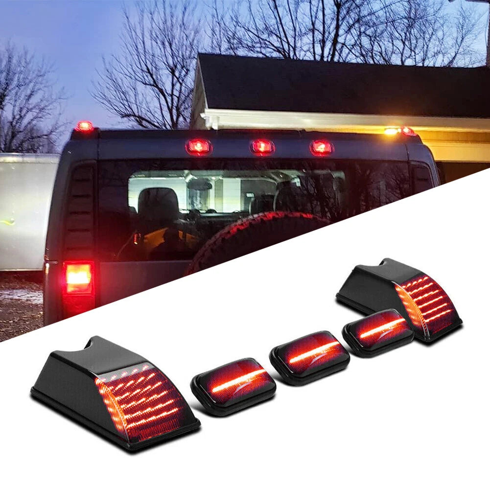 5X Black Smoked Lens Red LED Cab Roof Marker Lights for Hummer H2
