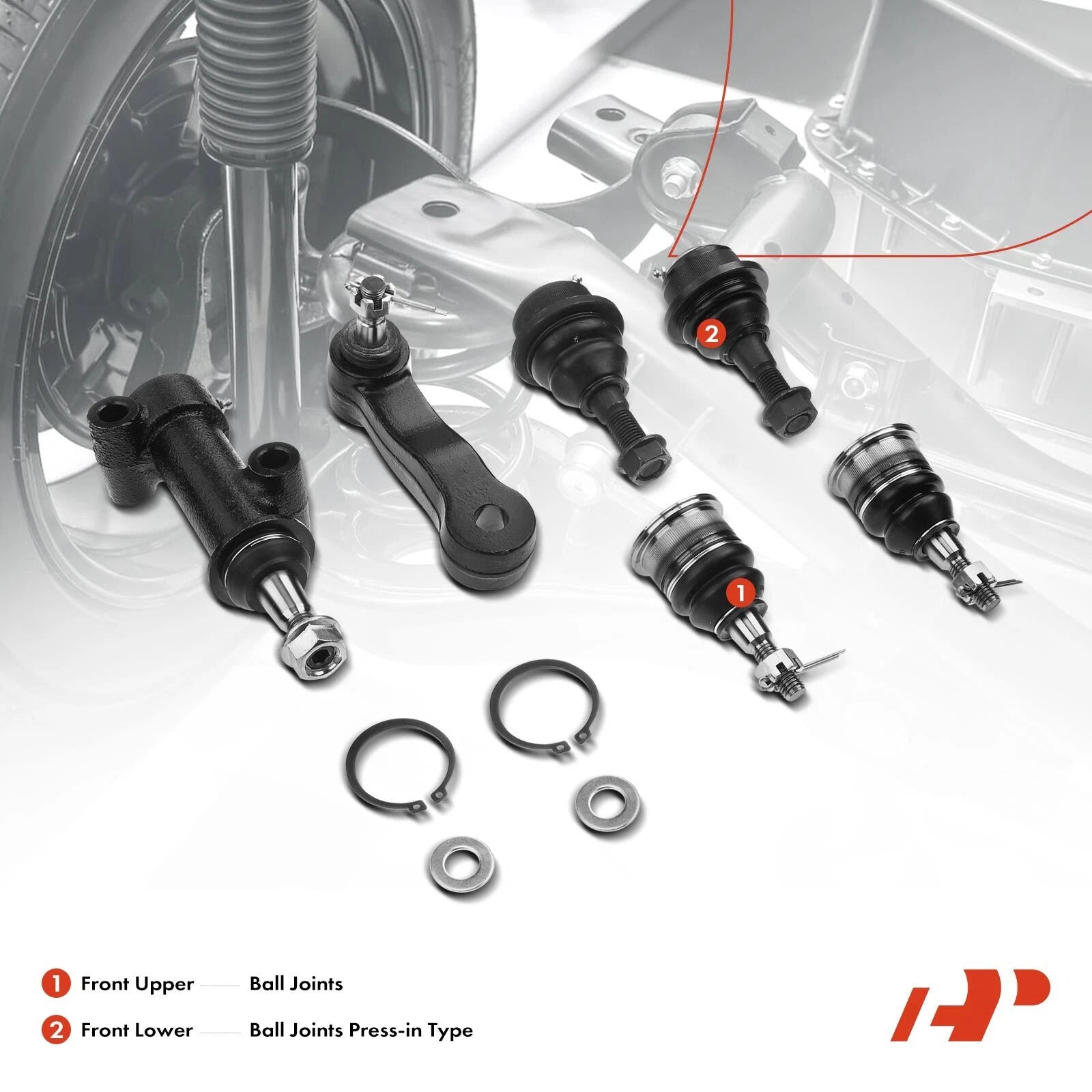 6x Front Idler Arm and Ball Joints for Chevy Silverado 2500 (1999–2004)
