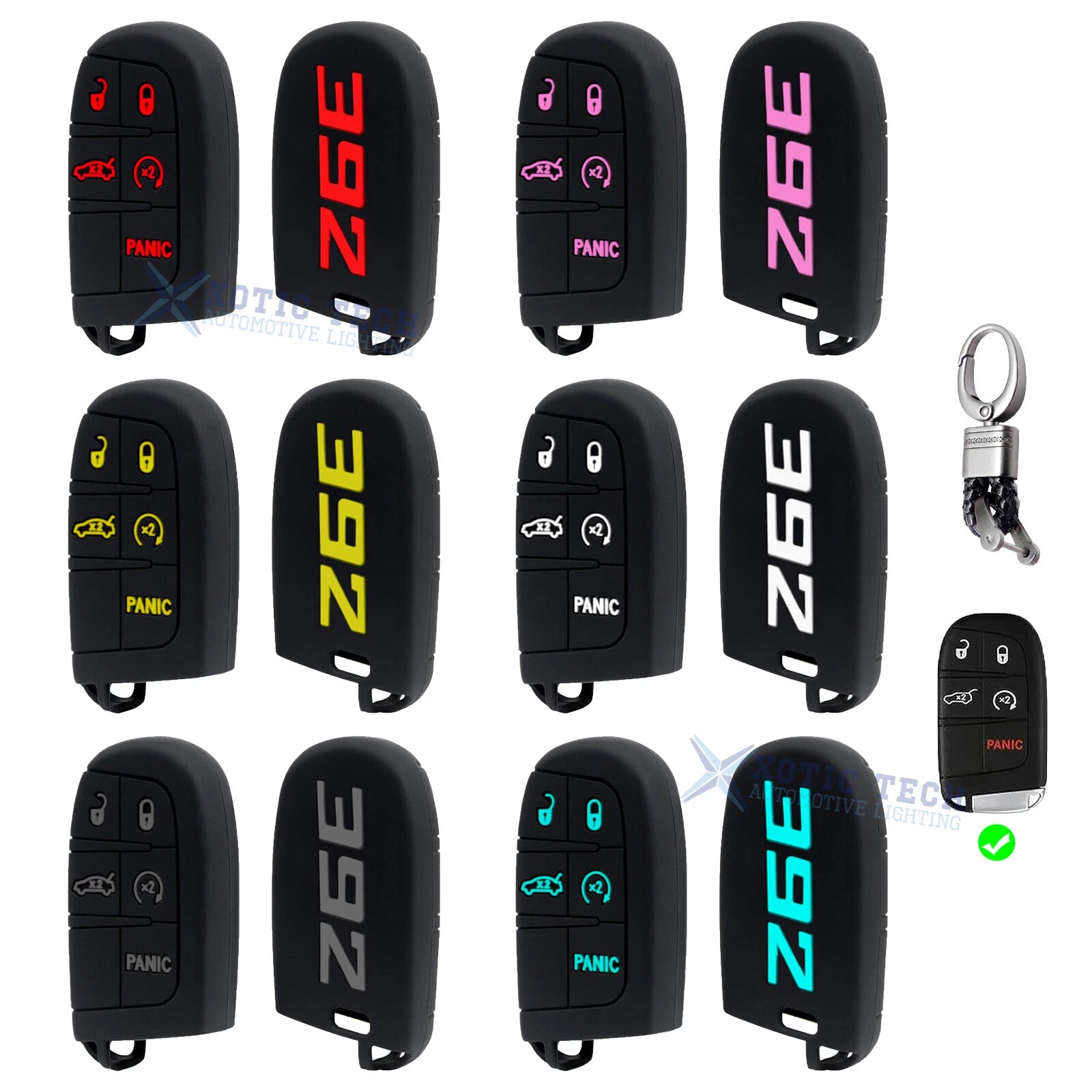 Silicone Remote Key Fob Shell Cover for Jeep Chrysler Dodge (2014–2025)