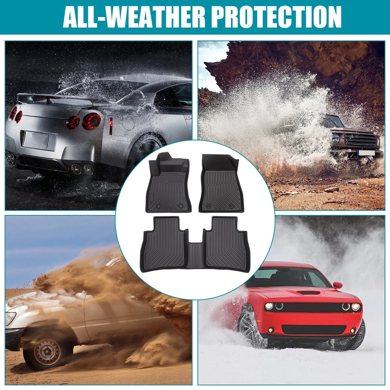 Set of 4 TPE Rubber All Weather Floor Mats for Nissan Sentra (2014–2019)
