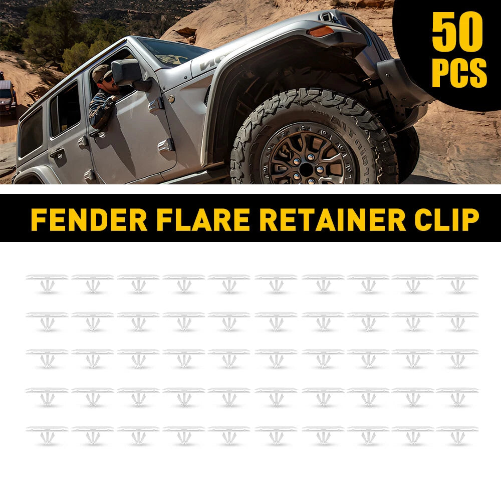50pcs Fender Flare Moulding Clips for Jeep Wrangler JL (2018–2020)