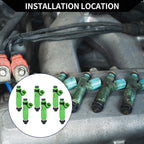 Set of 6 Fuel Injectors for Mitsubishi Montero (1997–2003) MD332733 Green