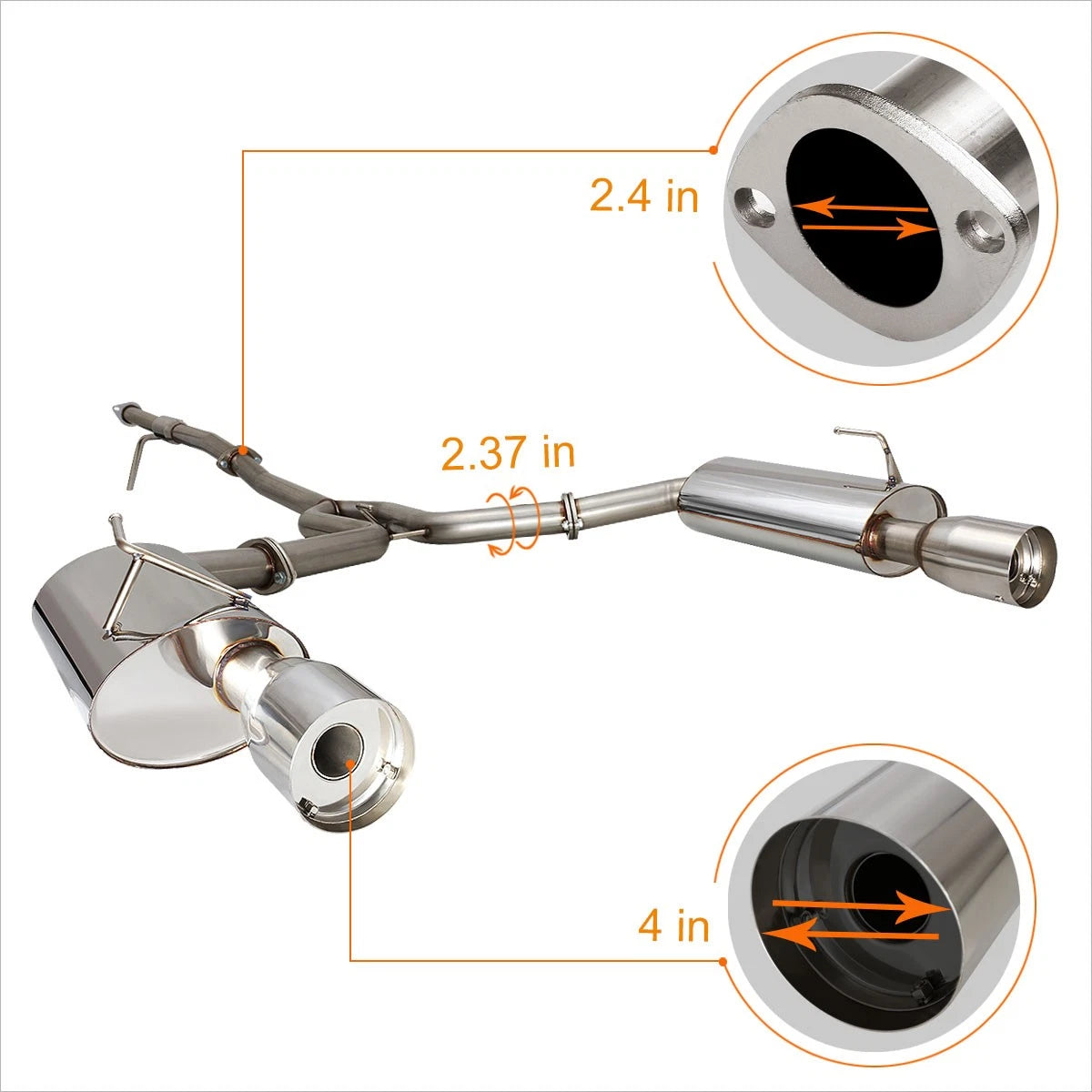 Dual 4" Muffler Tip Catback Exhaust for Nissan Maxima 3.5L V6 (2004–2008)
