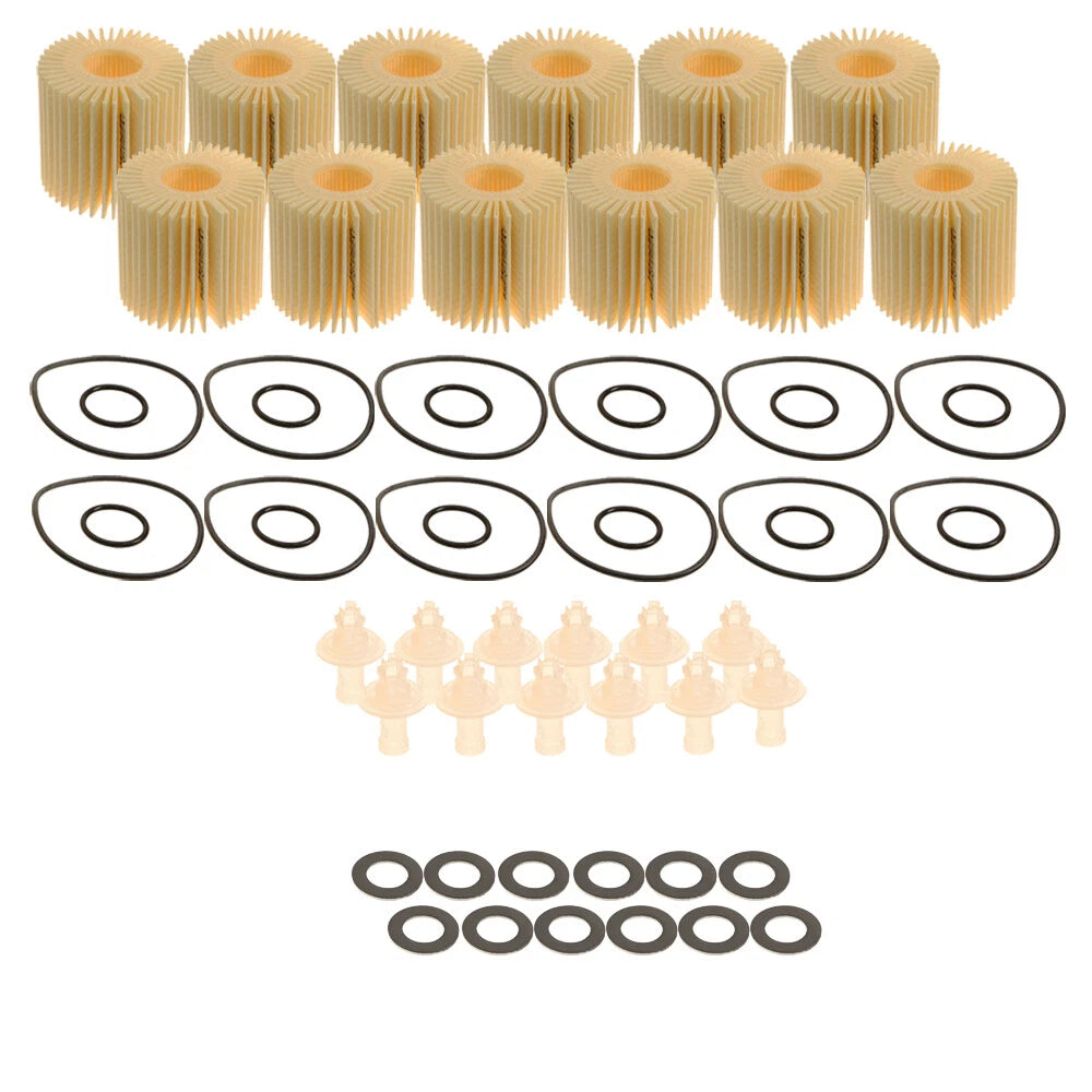 Set of 12 Engine Oil Filters & Gaskets for Toyota Scion Lexus