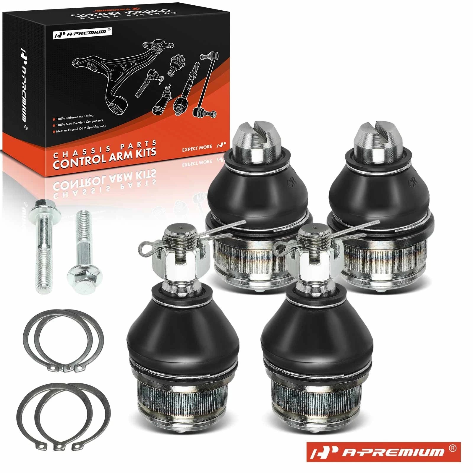 Set of 4 Front Upper & Lower Ball Joints for Ford E150 (2000–2014)