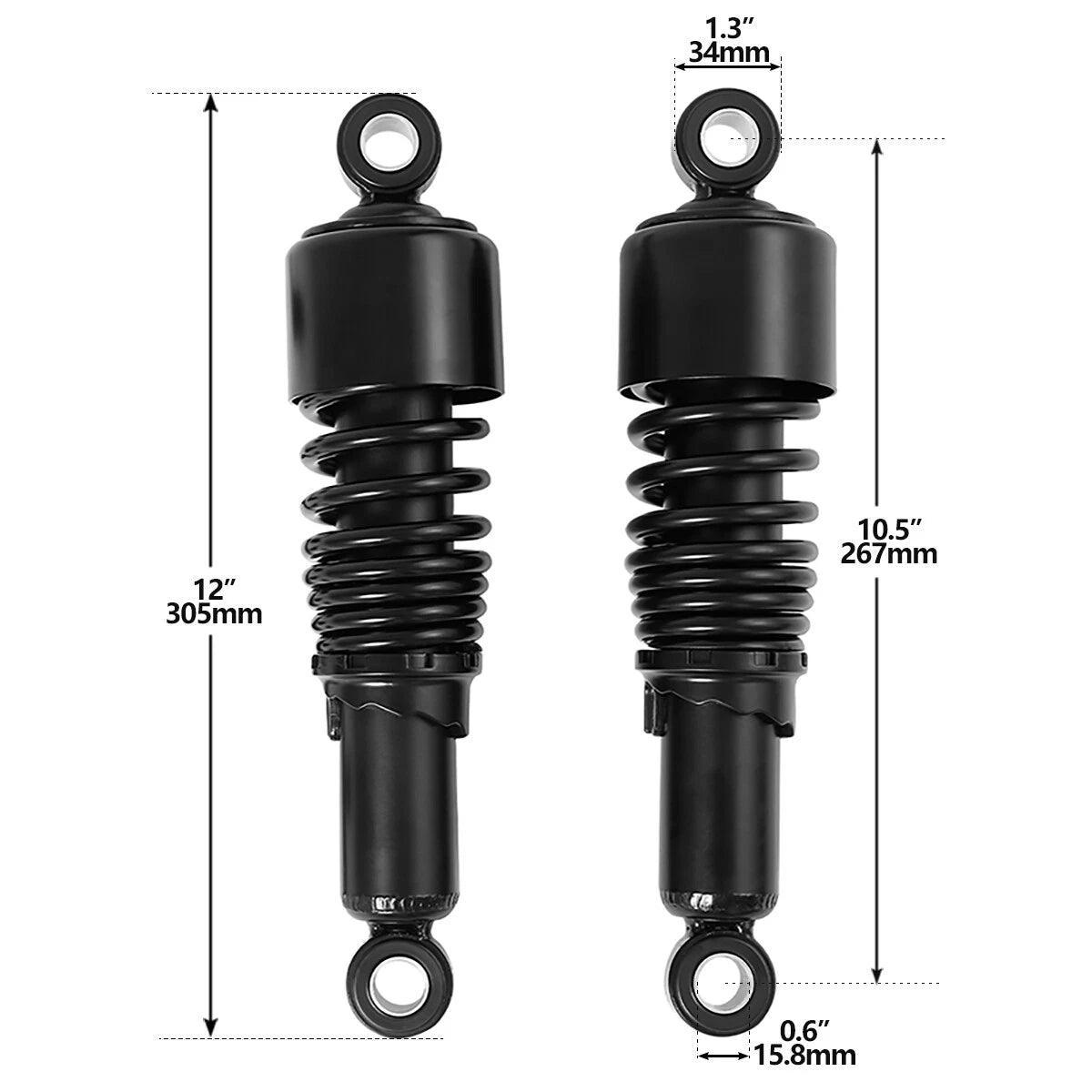Pair of 10.5'' Black Rear Shocks for Harley Davidson Sportster 883 1200