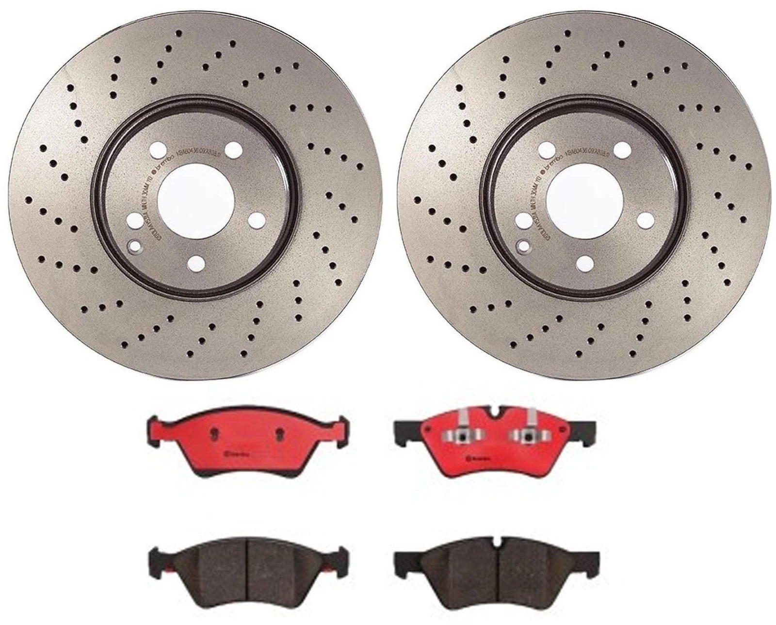 Front Brake Disc Rotors & Ceramic Pads Kit for Mercedes W211 E350 E500 E550 (2003–2009)