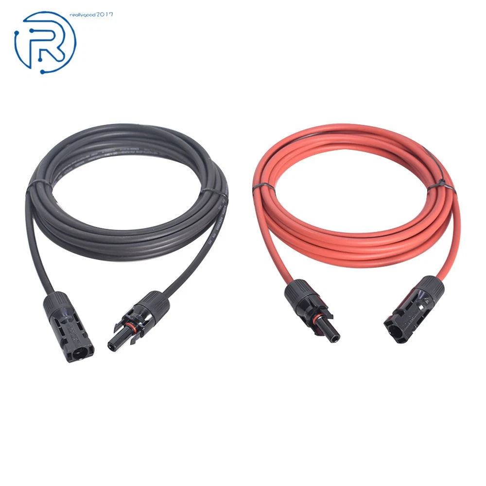 1 Pair 12AWG Solar Panel Extension Cable for Universal Use (15 FT)