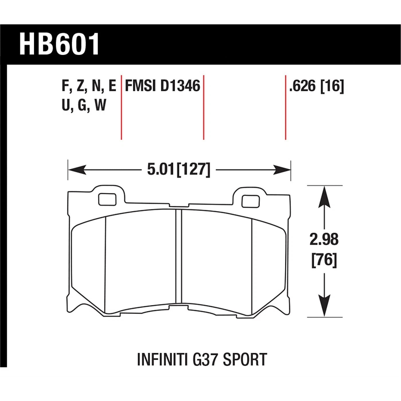 Set of 2 Brake Pads for Infiniti Q70L Q50 Q60 370Z
