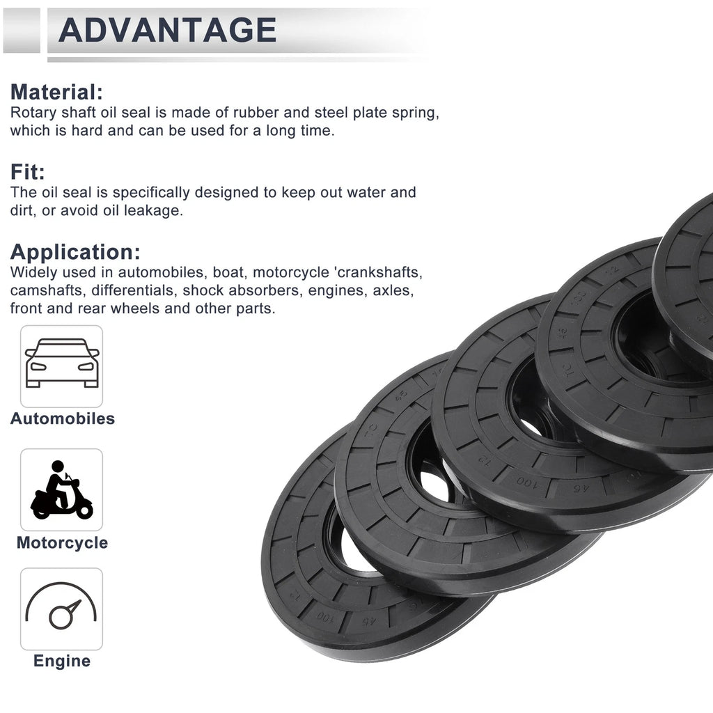 Set of 5 Oil Seal Rotary Shaft Seal for Various Models (45x100x12mm)