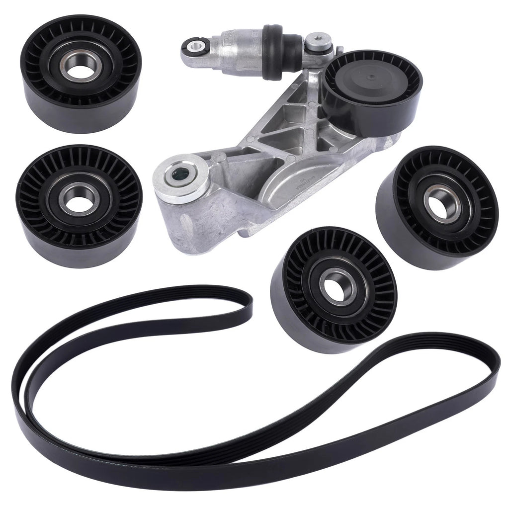 6Pcs Drive Belt Kit with Tensioner & Idler Pulleys for Jeep Wrangler JK (2012–2018)