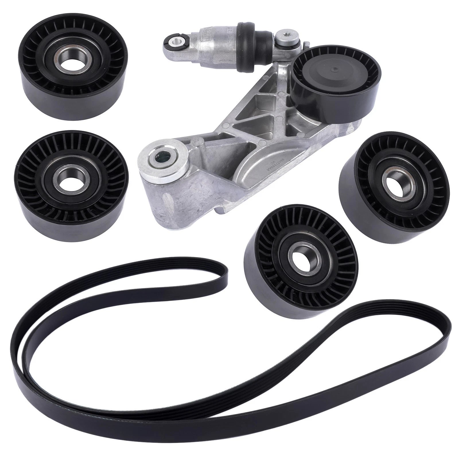 6Pcs Drive Belt Kit with Tensioner & Idler Pulleys for Jeep Wrangler JK (2012–2018)