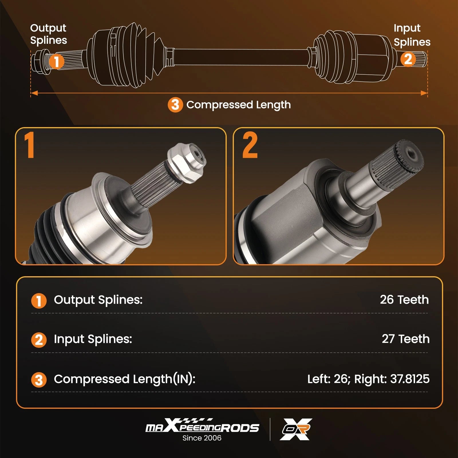 2Pack Front Left and Right CV Axle Shaft for Honda Accord 2003–2007