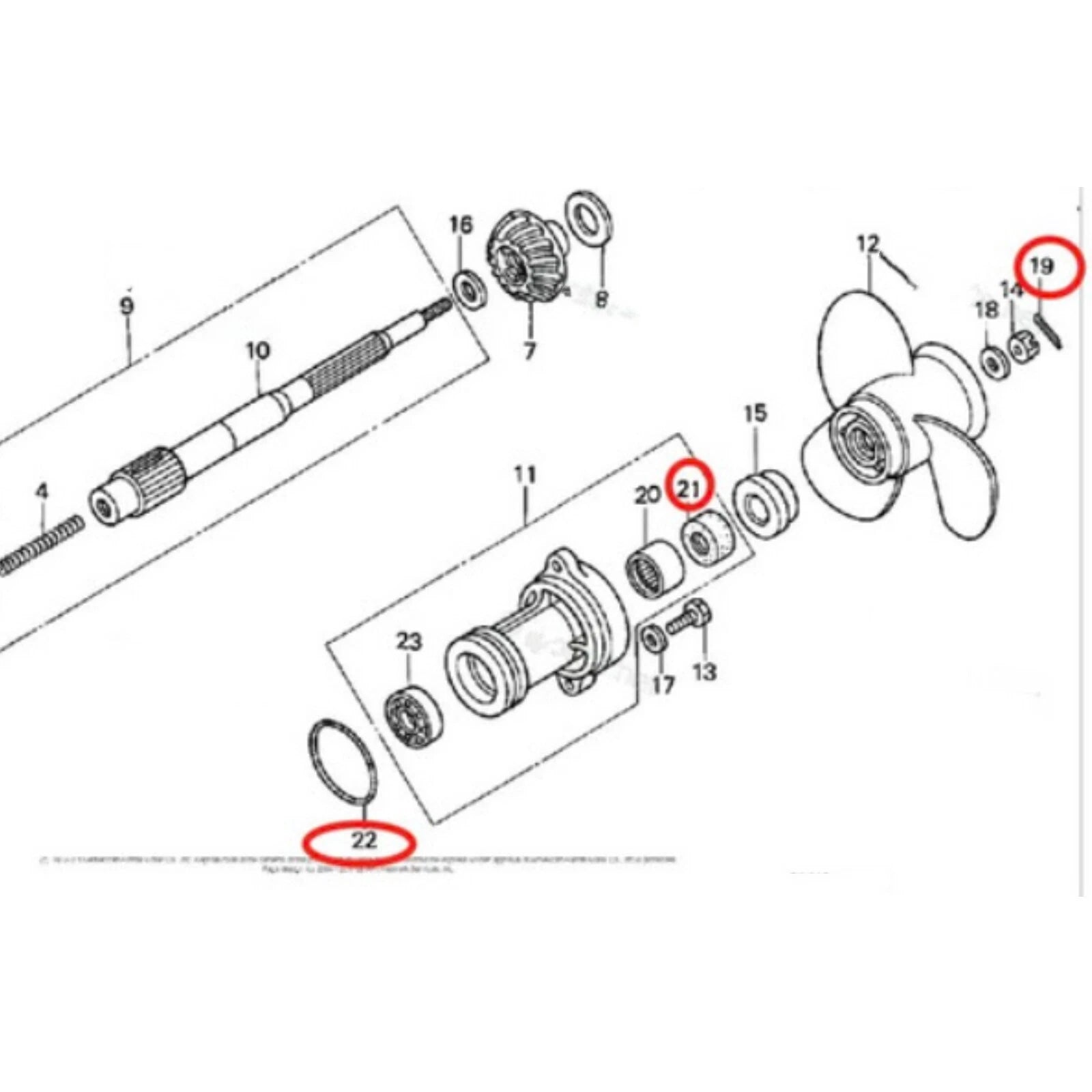 Lower Unit Gearcase Seal Kit for Honda 8/10/15/20HP (91251-935-004, 91351-ZV4-003)