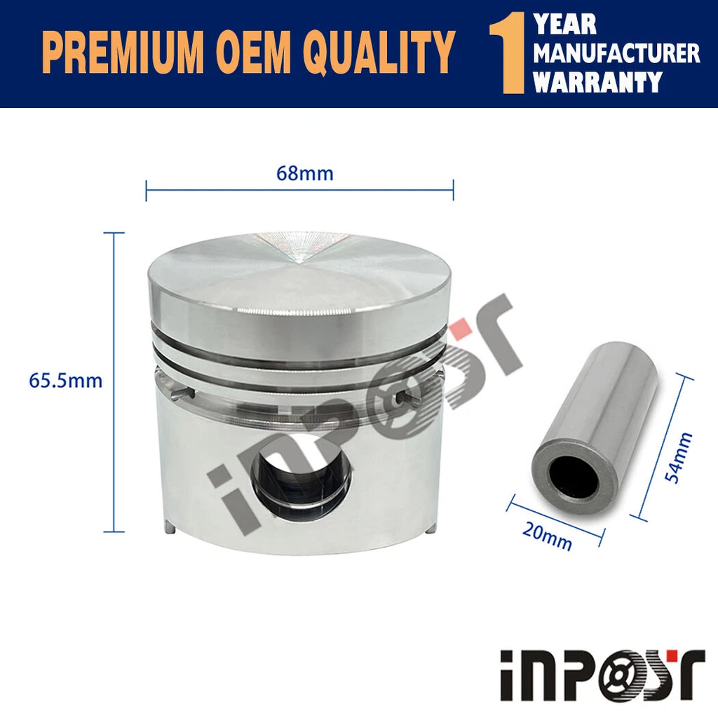3PC Piston STD 68MM for Kubota D750, ZB500, B5200 (Model Years Unspecified)