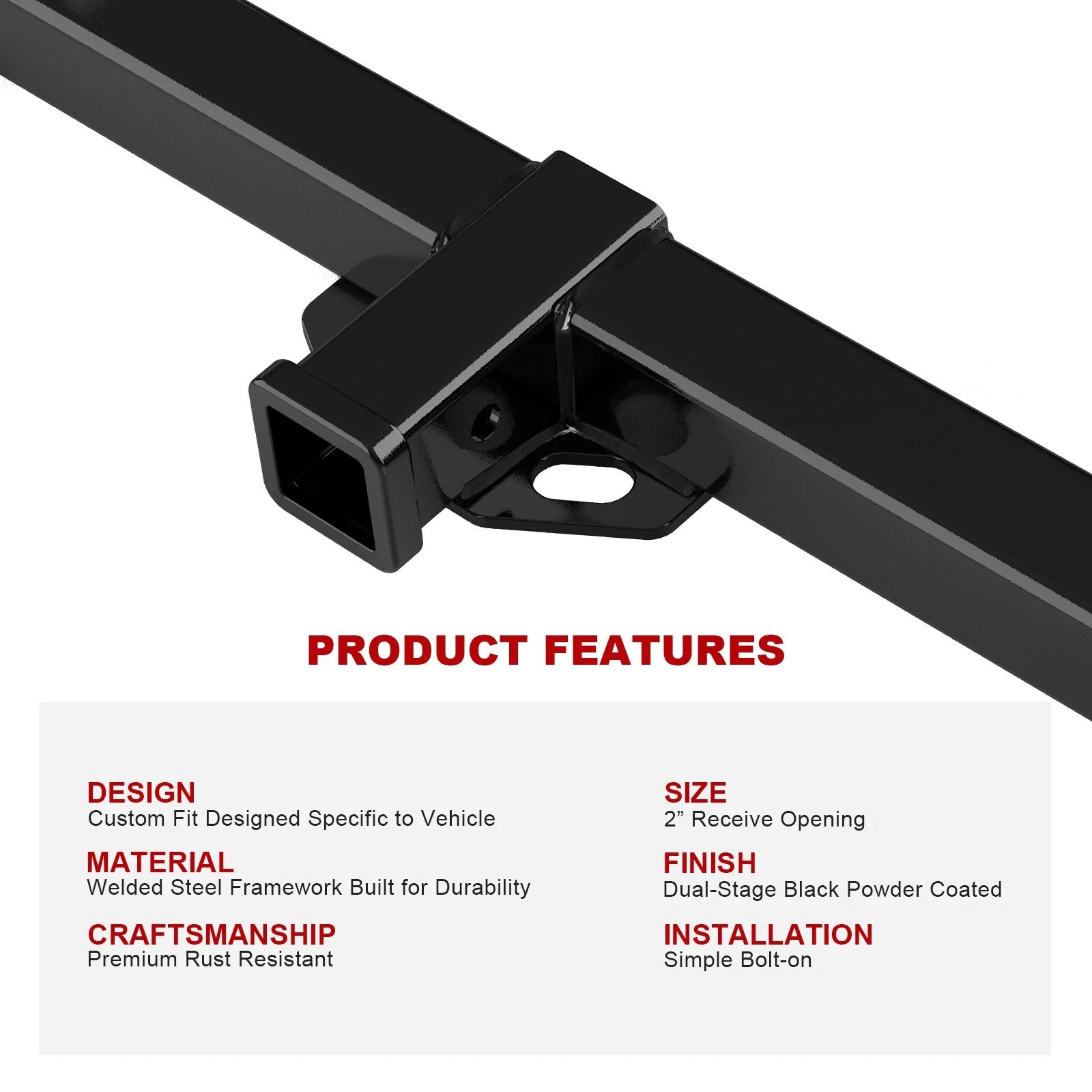Trailer Hitch Receiver for Ford Ranger (1983-2011) | Black Gloss