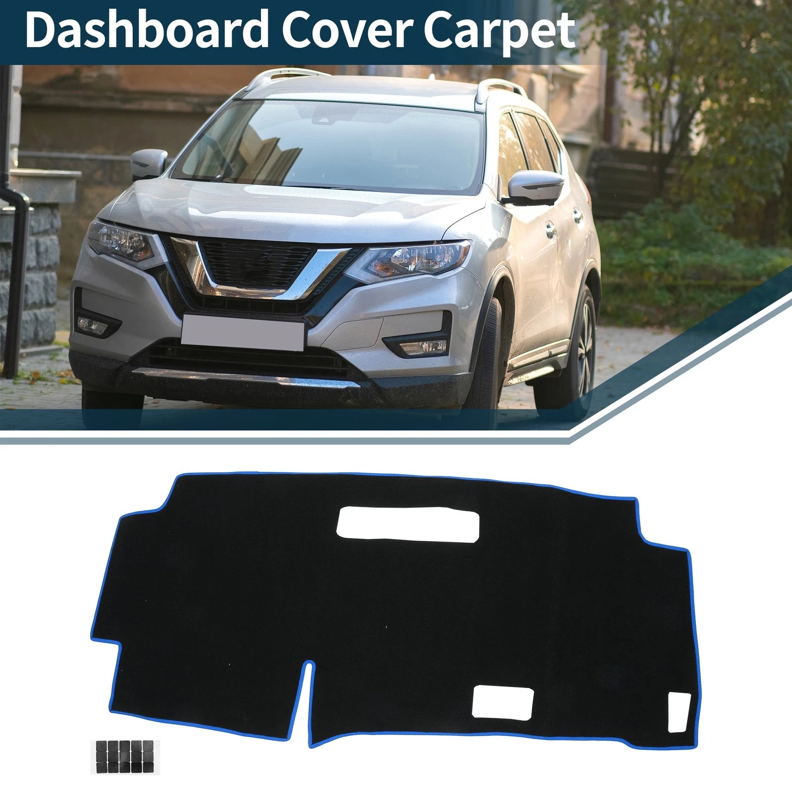 Dashboard Cover Mat for Nissan Serena C28 (2015–2024) Black Blue Set