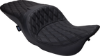 Freedom Seat for Harley FLH (Drag Specialties) - Vinyl, Double Diamond Black Stitch