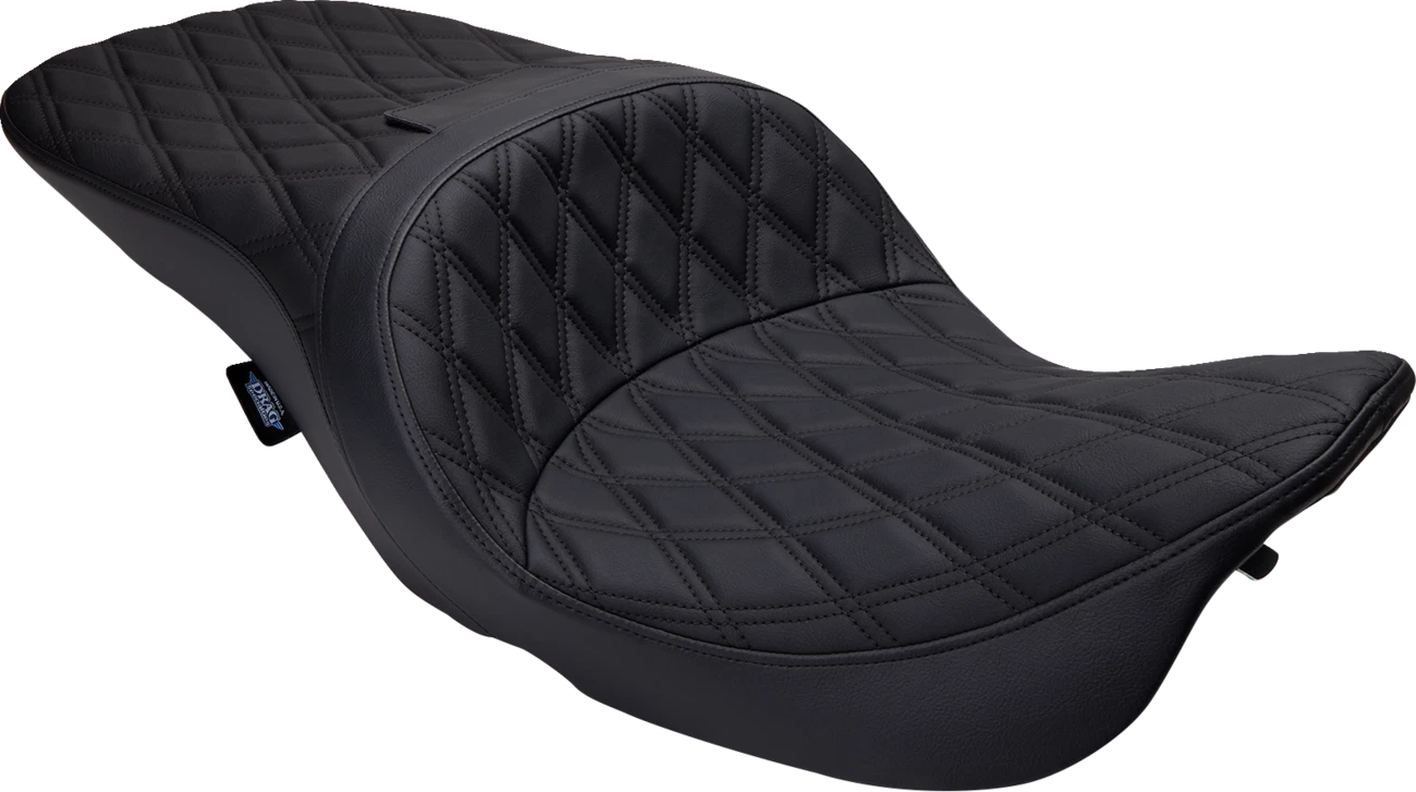 Freedom Seat for Harley FLH (Drag Specialties) - Vinyl, Double Diamond Black Stitch