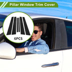 6 Pcs Door Pillar Window Trim for BMW 7-Series (2002–2008) Black
