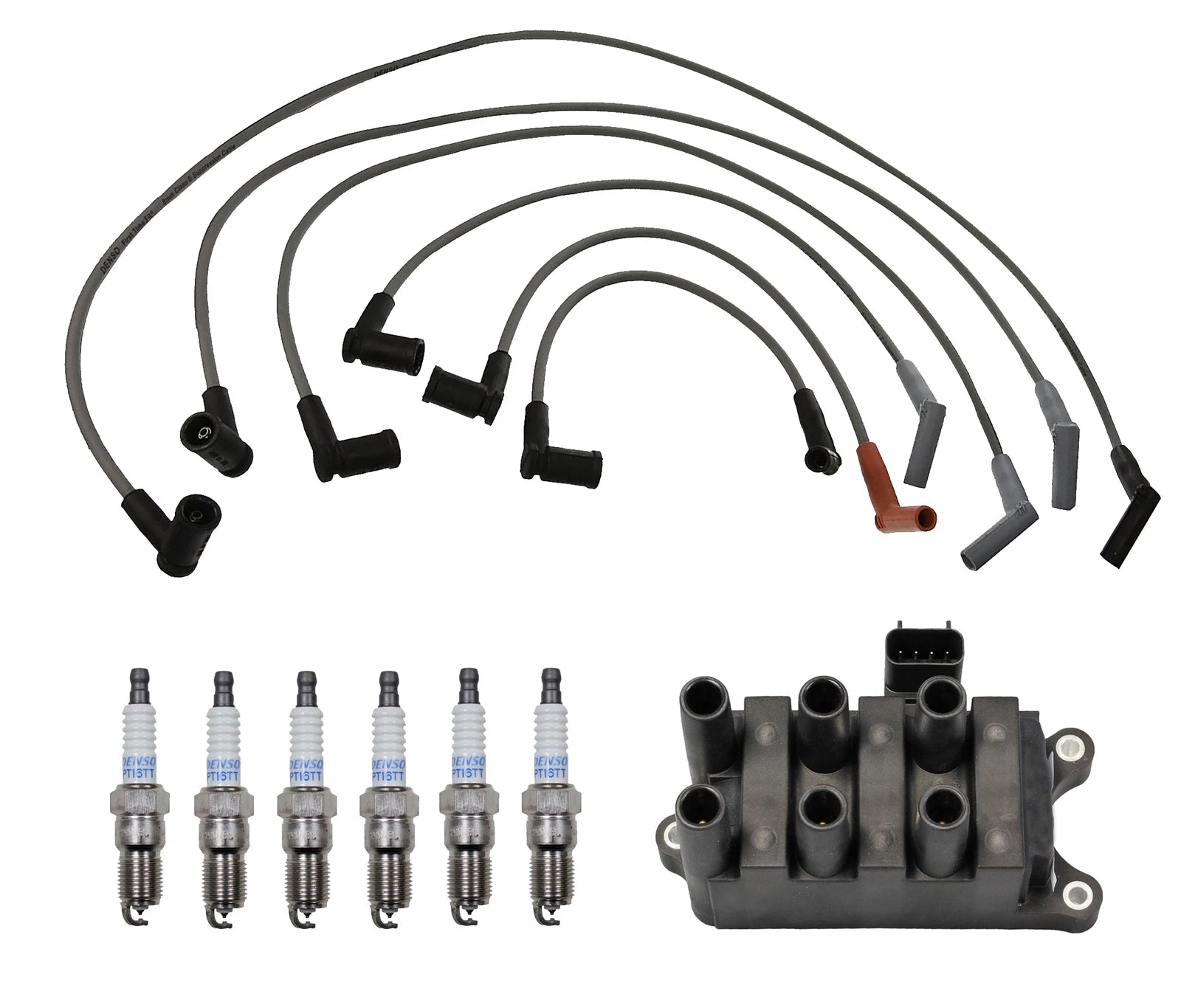 Denso Ignition Coil Wire Set 6 & Platinum TT Spark Plugs for Ford Ranger (1998–2011)