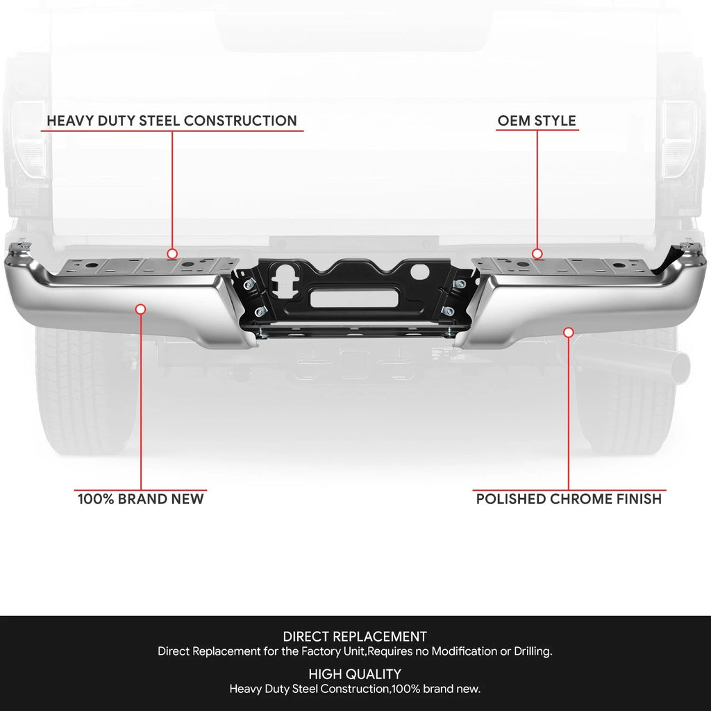 Chrome Rear Bumper Face Bar & Reinforcement for F-250 SD (2017–2022)