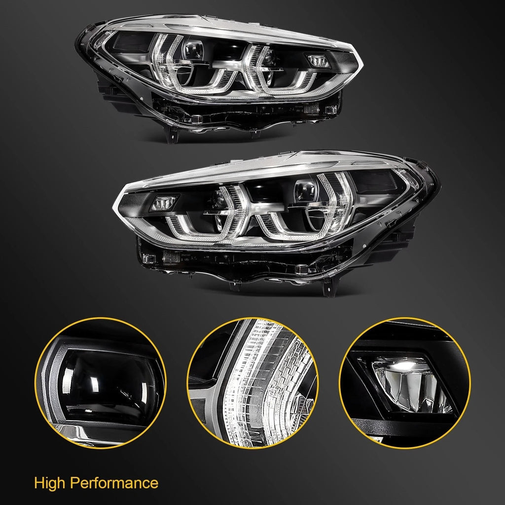 Set of 2 Full LED Headlights for BMW X4 X3 (2019–2021)