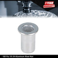 Set of 100 Aluminum Rivet Nuts for Various Applications