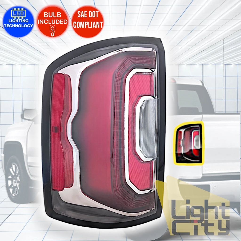 Full LED Taillight for GMC Sierra 1500 (2016–2018) Driver Side Black Housing