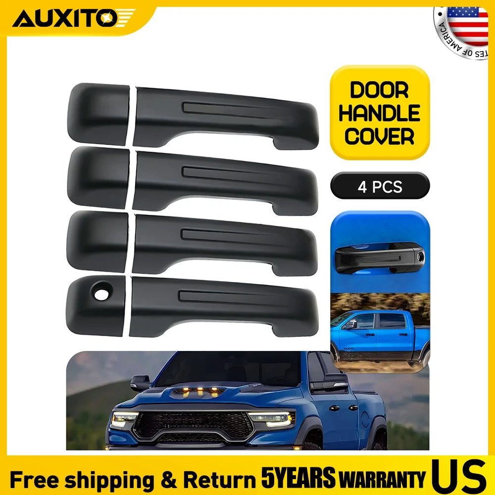 Set of 4 Door Handle Cover Trim for Dodge Ram 1500 Crew Cab (2019–2025) Matte Black
