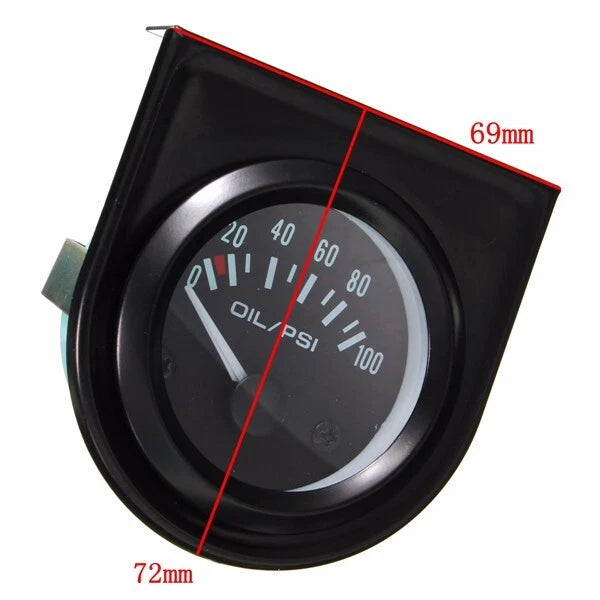 2'' 52mm LED Oil Pressure Gauge for Universal Applications (0~100 PSI)